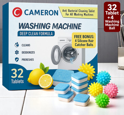 Cameron Washing Drum Cleaner Tablet with 4 Washing Machine Balls Dishwashing Detergent(32 Tablet)