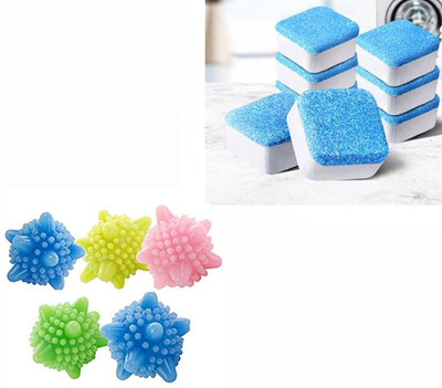 manas impex 24Pcs Reusable Laundry Dryer Ball Fabric Softener+ 24Pcs Washing Machine Cleaner Dishwashing Detergent(48 Tablet)