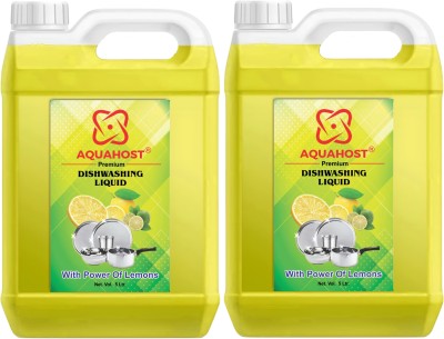 AQUAHOST Dish wash liquid Lemon Fragrance Dish Cleaning Gel(Lemon, 2 x 5 L)