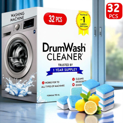 DrummWash 32 Pcs Ultimate Washing Machine Drum Cleaning Tablets | Fresh Wash DL Dishwashing Detergent(32 Tablet)