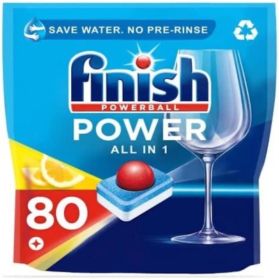 Finish Powerball Power All in One Dishwasher Tablets Lemon - 80 Tablets Dishwashing Detergent(1370 g)