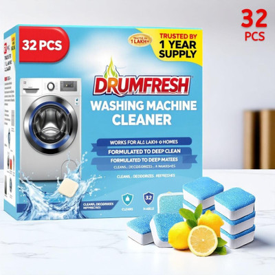 DrumFresh Washing Machine Cleaner 32 Pcs Tablets Drum Cleaner Front Load Safe Tablet Form Dishwashing Detergent(32 Tablet)