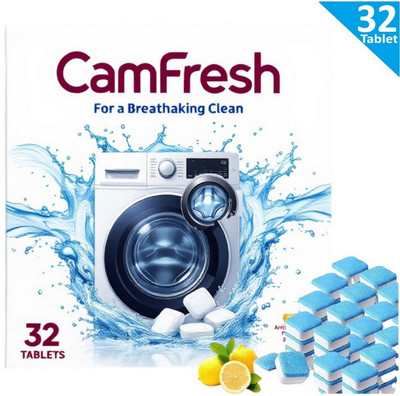 Cameron 32 PS Washing Machine Drum wash Cleaning Tablets | Magic Clean BGB Detergent Powder (Lemon)(32 g)