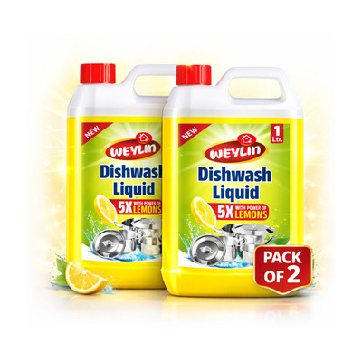 WEYLIN Dishwash Liquid – 1+1 Ltr (5X Lemon Power) Dishwashing Detergent(2 L)