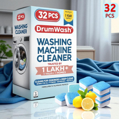 DrumFreshi 32 Pcs Ultimate Washing Machine Drum Cleaning Tablets | Fresh Wash BE Dishwashing Detergent(32 Tablet)