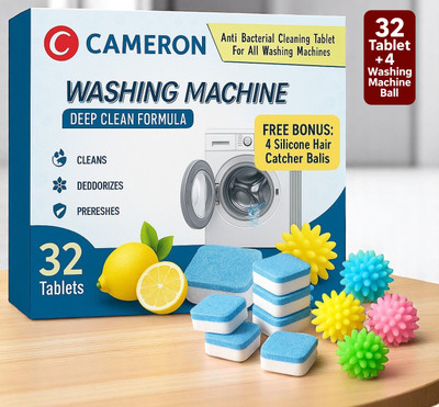 Cameron Washing Machine Drum Tabs and 4 Active Cleaning Balls Dishwashing Detergent(32 Tablet)