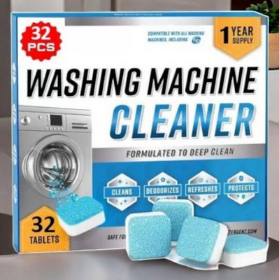 DrumFresh 32Pcs High Quality Washing Machine Anti Rust Cleaning Tabs Detergent Powder (Lemon)(32 g)