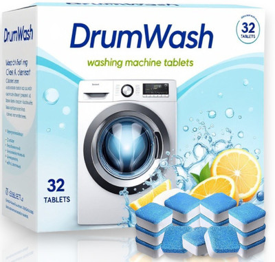 DrumFresh 32 Pcs Professional Grade Washing Machine Cleaner | Odor-Free & Safe Dishwashing Detergent(32 Tablet)