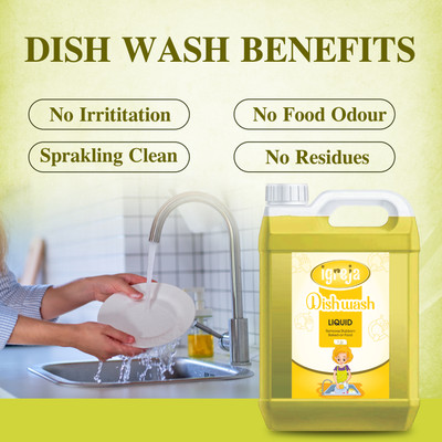 IGREJA Germs Protection Fast Cleansing & Antimicrobial action with yellow lemon power Dishwashing Detergent(5 L)