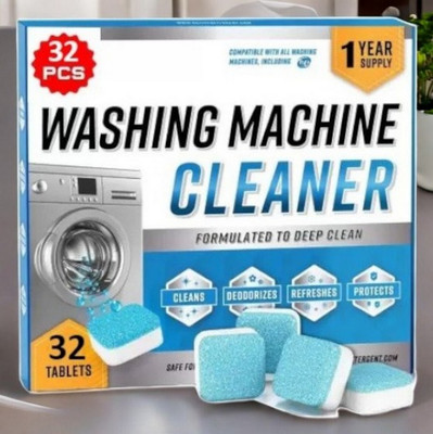 DrumFresh 32Pcs High Quality Washing Machine Effective Cleaning Tabs Detergent Powder (Lemon)(32 g)