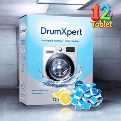 DrumXpert 12 Pcs Instant Action Washing Machine Cleaner Tabs Dishwashing Detergent(12 Tablet)