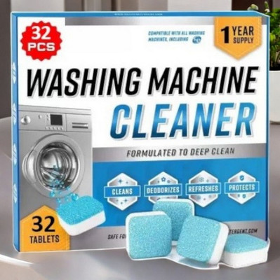 DrumFresh 32Pcs High Quality Washing Machine Advanced Descaling Tabs Detergent Powder (Lemon)(32 g)