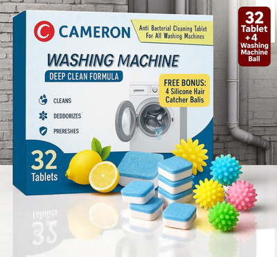 Cameron 4 UltraClean Balls and Drum Cleaning Tablets Combo Dishwashing Detergent(32 Tablet)
