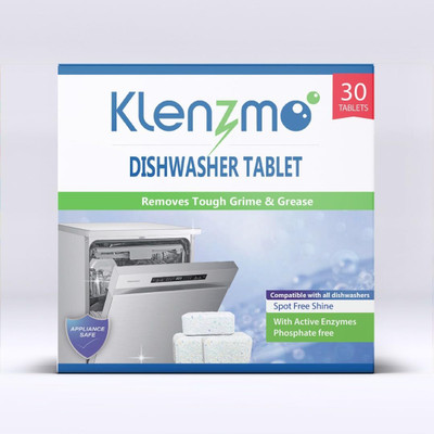Klenzmo All-in-One Dishwasher Tablets | Powerful Clean & Shine | No Residue Dishwashing Detergent(30 Tablet)