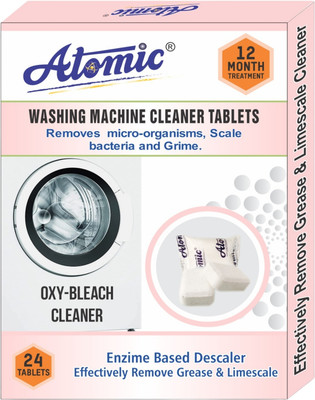 ATOMIC Washing Machine Descale Tablets (24 Pcs) to clean Tub/Drum of Top/Front Load Dishwashing Detergent(480 g)