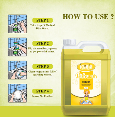 IGREJA Protection Fast Cleansing & Antimicrobial action with yellow lemon power Dishwashing Detergent(5 L)