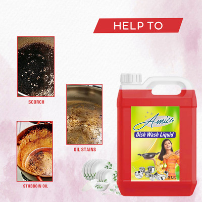 AMICSHIREN Germs Protection Fast Cleansing & Antimicrobial action with lemon power Dishwashing Detergent(5 L)
