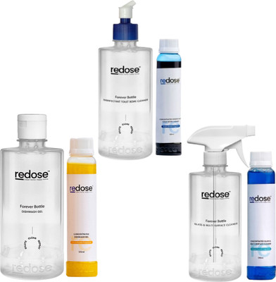 Redose Home&Kitchen Cleaning Combo|Toilet&Glass Cleaner,Dishwash Gel |3Bottles+3Refill Dishwashing Detergent(1500 ml) Redose Home&Kitchen Cleaning Combo|Toilet&Glass Cleaner,Dishwash Gel |3Bottles+3Refill Dishwashing Detergent(1500 ml)