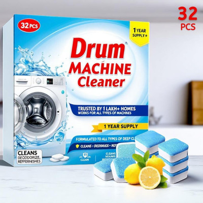 DrumFresh Washing Machine Cleaner 32 Pcs Tablets Drum Cleaner Deep Clean No Residue Dishwashing Detergent(32 Tablet)