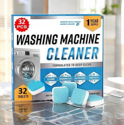DrumFresh 32Pcs High Quality Washing Machine Deep Cleaner for Front Load Detergent Powder (Lemon)(32 g)