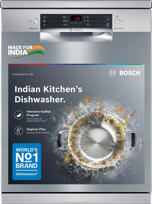 BOSCH SMS46KI03I Free Standing 15 Place Settings Intensive Kadhai Cleaning| No Pre-rinse Required Dishwasher