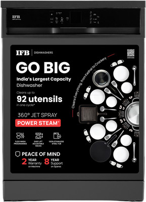 IFB Neptune VX14 Free Standing 14 Place Settings with 70 Degree Hot Water Wash, 360 Degree Spray Arm, Hygienic Steam Drying Dishwasher