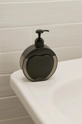 RTENTER Stylish Black Apple Shape Liquid Soap Dispenser – 350 ml Plastic Bathroom Set(Pack of 1)