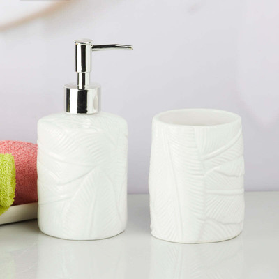Kookee Ceramic Bathroom Accessories Set of 2 (9611) Ceramic Bathroom Set(Pack of 2)