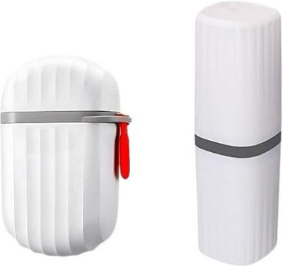 RZone STORE Travel Soap Box & Toothbrush Holder Set | Waterproof Lightweight 2-in-1 Cup Case Plastic Bathroom Set(Pack of 2)