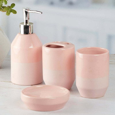 Kookee Ceramic Bathroom Accessories Set of 4 (9633) Ceramic Bathroom Set(Pack of 4)