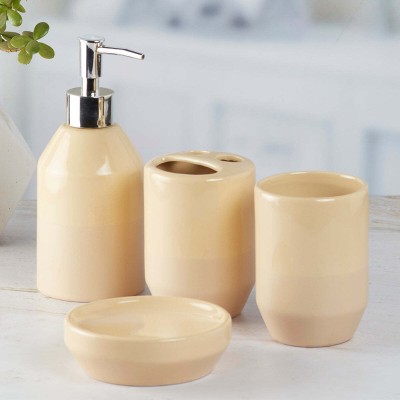 Kookee Ceramic Bathroom Accessories Set of 4 (9623) Ceramic Bathroom Set(Pack of 4)