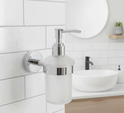 SAVRA stand + Dispenser 1 pcs set Stainless Steel Bathroom Set(Pack of 1)