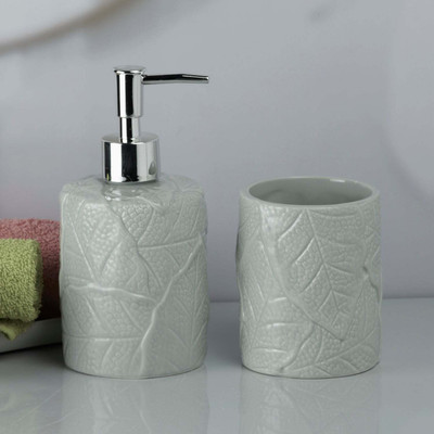 Kookee Ceramic Bathroom Accessories Set of 2 (9607) Ceramic Bathroom Set(Pack of 2)