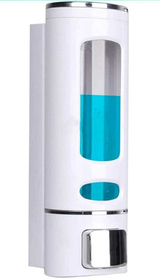 HIQUE Glossy White 400 Ml Heavy Duty Abs Plastic Body Liquid Soap Shampoo Dispenser Liquid Soap Dispenser Plastic Bathroom Set(Pack of 1)