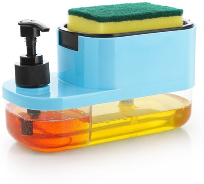 Frostify Kitchen Soap Dispenser 400 ml with Scrub Pad & Liquid Holder Plastic Bathroom Set(Pack of 1)