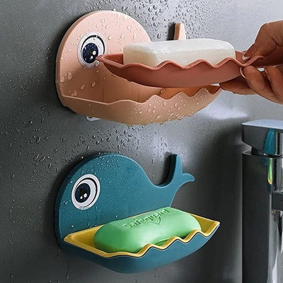 BK 10 IMPORT & EXPORT Fish Shape Soap Dish Case Holder Soap Stand(Blue & Baby Pink)