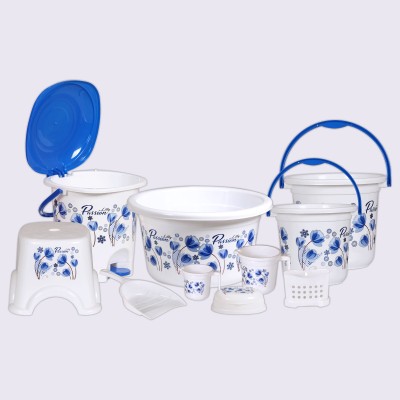 Novelty Store High Quality Unbreakable Flower Printed Plastic Bathroom Set(Pack of 10)