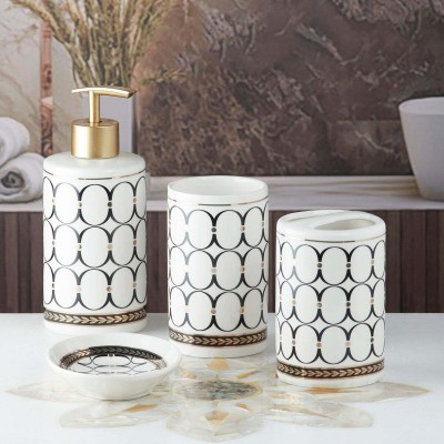 Kookee Ceramic Bathroom Accessories Set of 4 (5750) Ceramic Bathroom Set(Pack of 4)