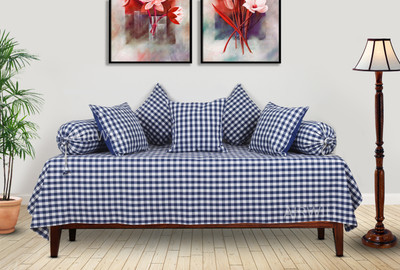 Maroon Cotton Checkered Diwan Set(Blue)