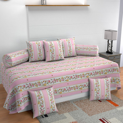 NCS Polycotton Floral Diwan Set(Multicolor)