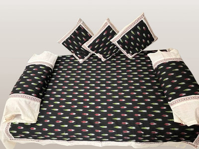 acns Cotton Damask Diwan Set(Multicolor, Black)