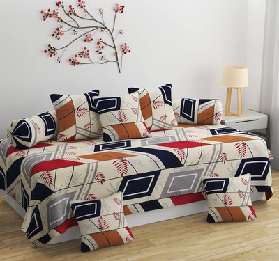BROMWICK Cotton Geometric Diwan Set(Multicolor)