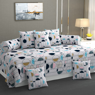 Amrange Polycotton Abstract Diwan Set(Multicolor)