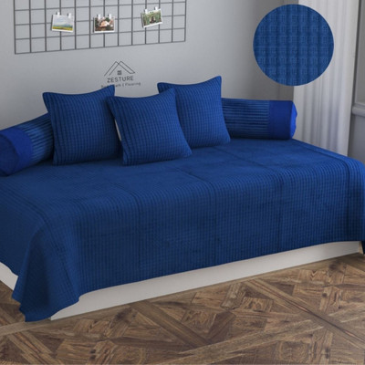 Flipkart SmartBuy Velvet Abstract Diwan Set(Blue)