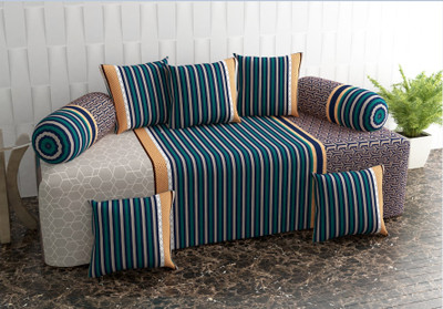 PROLOOM Polycotton Striped, Geometric Diwan Set(Multicolor)
