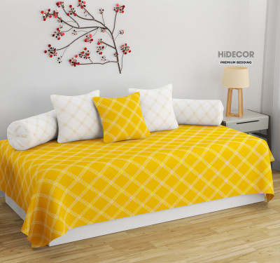 HIDECOR Cotton Geometric Diwan Set(Yellow)