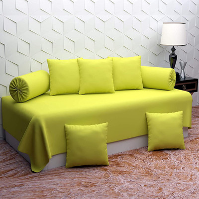 BEVI Polycotton Plain Diwan Set(Green)