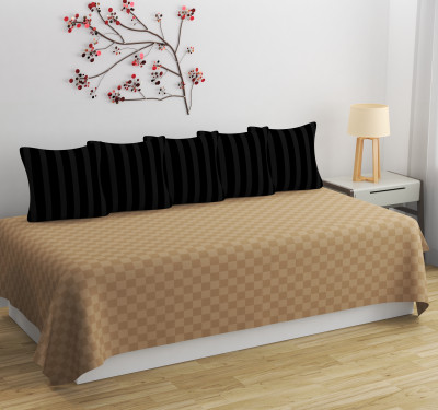 Mahadev Trading Cotton Checkered Diwan Set(Beige, Black)