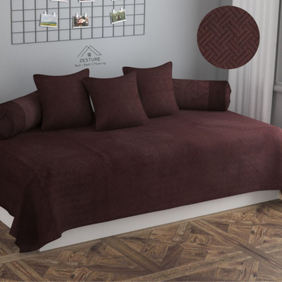Flipkart SmartBuy Velvet Abstract Diwan Set(Brown)