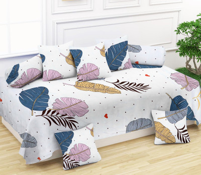 YaAkholic Cotton Abstract Diwan Set(Multicolor)